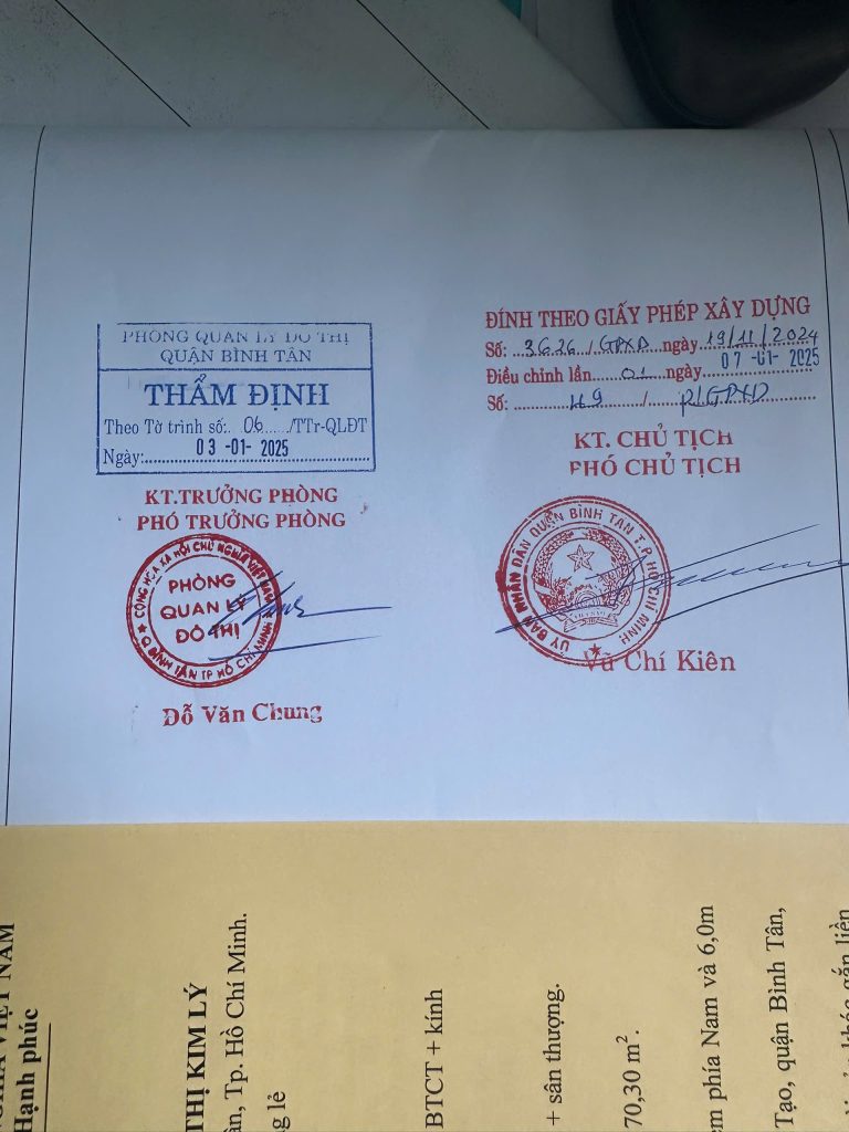 Quy trình xin giấy phép xây dựng phường Bình Trị Đông